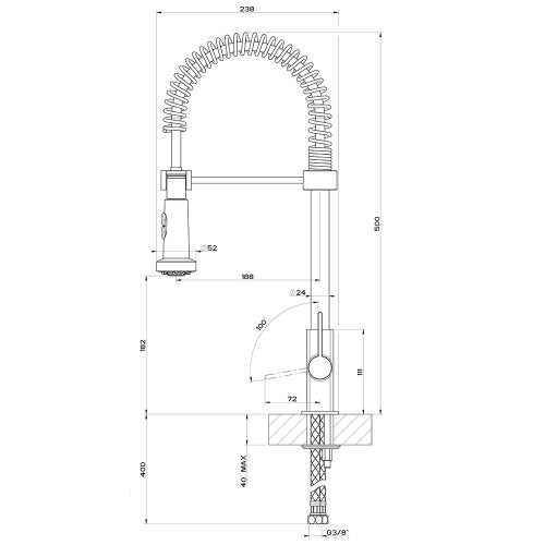 Immagine di Gessi MONACO miscelatore semi pro monocomando, con canna girevole e doccetta estraibile doppio getto, finitura cromo 17157#031