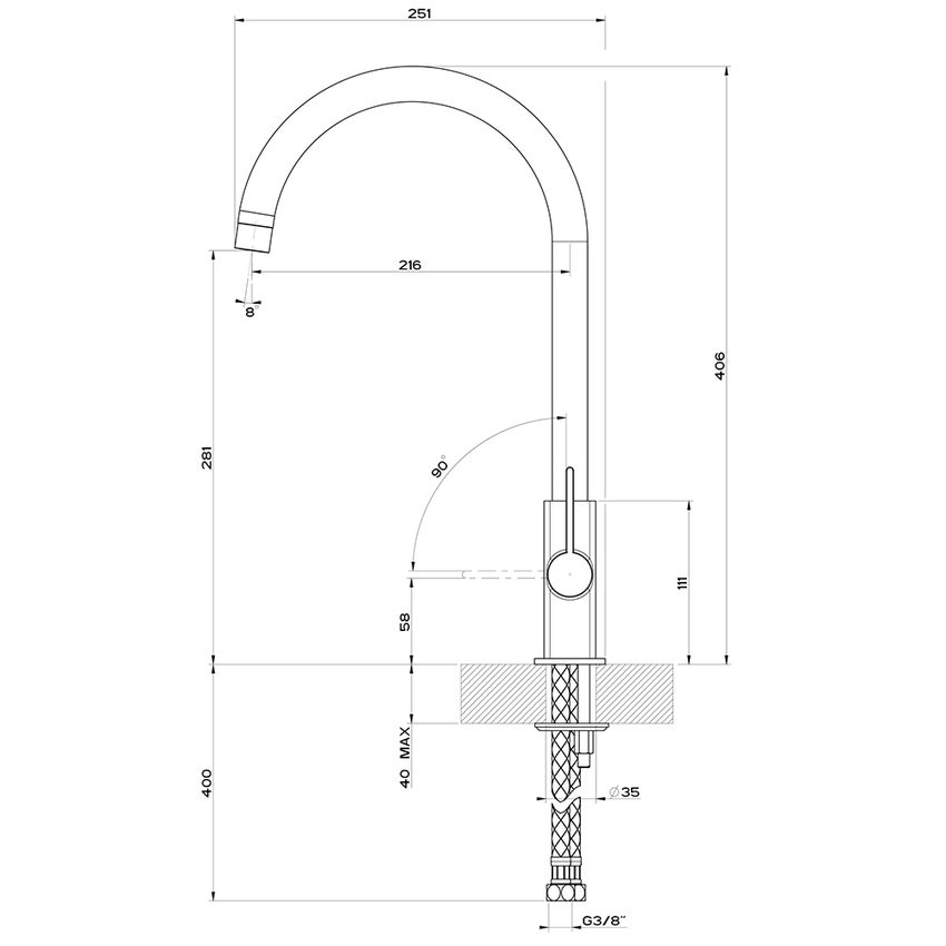 Immagine di Gessi MONACO miscelatore monocomando con canna girevole, finitura cromo 17159#031
