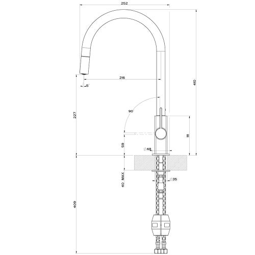 Immagine di Gessi MONACO miscelatore monocomando, con canna girevole e doccetta estraibile, finitura cromo 17163#031