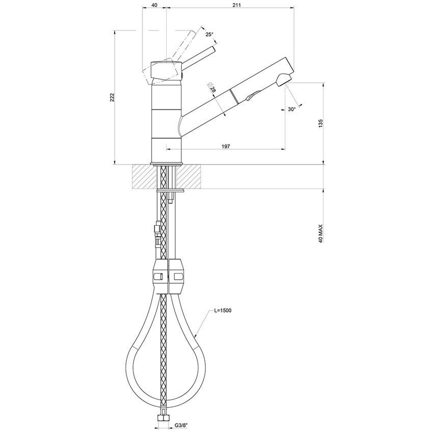 Immagine di Gessi CARY miscelatore monocomando con canna girevole, finitura cromo 17173#031