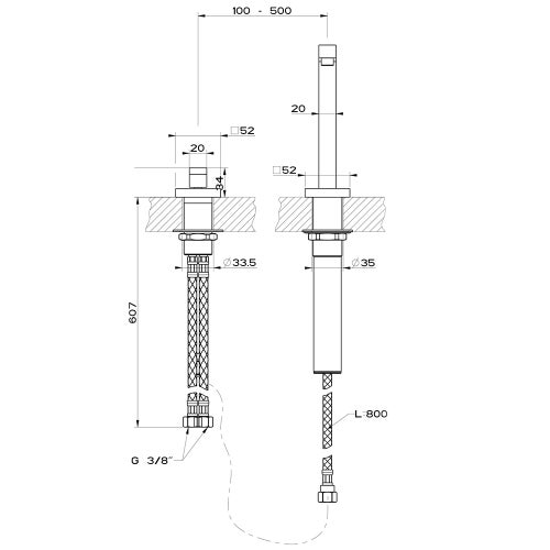 Immagine di Gessi SU&GIU' miscelatore con comando remoto e canna abbattibile, finitura cromo 17431#031