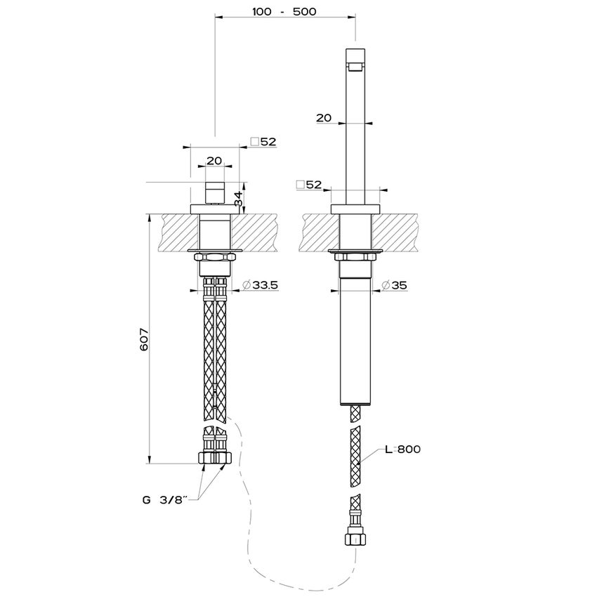 Immagine di Gessi SU&GIU' miscelatore con comando remoto e canna abbattibile, finitura cromo 17431#031