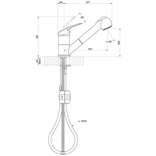 Immagine di Gessi CARY miscelatore monocomando, con canna girevole e doccetta estraibile doppio getto, per lavello, finitura cromo 18971#031