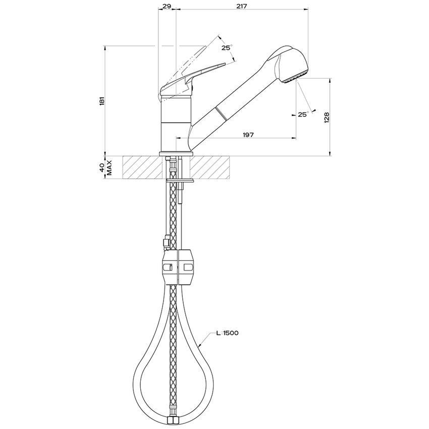 Immagine di Gessi CARY miscelatore monocomando, con canna girevole e doccetta estraibile doppio getto, per lavello, finitura cromo 18971#031
