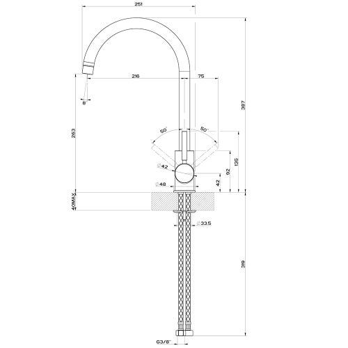 Immagine di Gessi NEUTRON miscelatore monocomando con canna girevole, per lavello, finitura cromo 20570#031