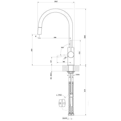 Immagine di Gessi HELIUM miscelatore monocomando, con canna girevole e doccetta estraibile mono getto, finitura cromo 20573#031