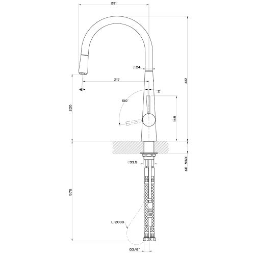 Immagine di Gessi JUST miscelatore monocomando, con canna girevole e doccetta estraibile, finitura cromo 20577#031
