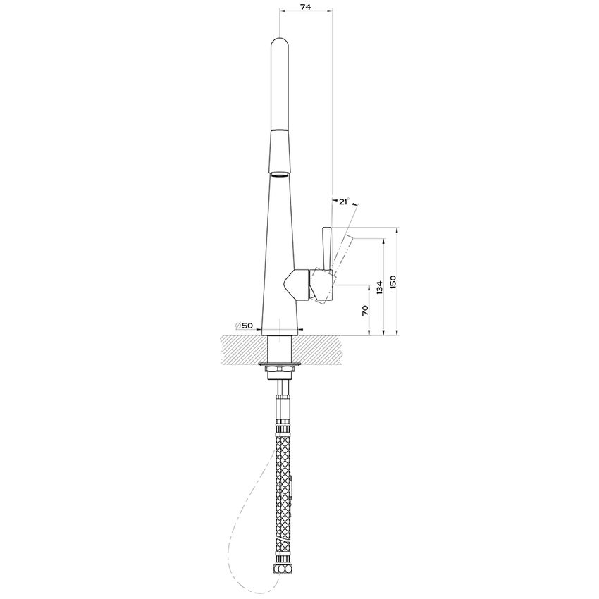 Immagine di Gessi JUST miscelatore monocomando, con canna girevole e doccetta estraibile, finitura cromo 20577#031