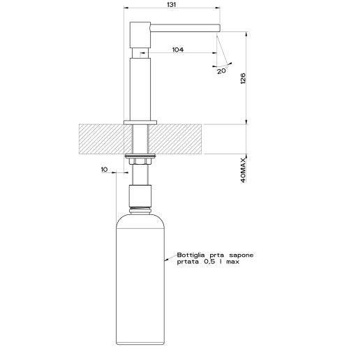 Immagine di Gessi Dispenser porta sapone da banco, con carica dall'alto, finitura warm bronze brushed PVD 29651#726