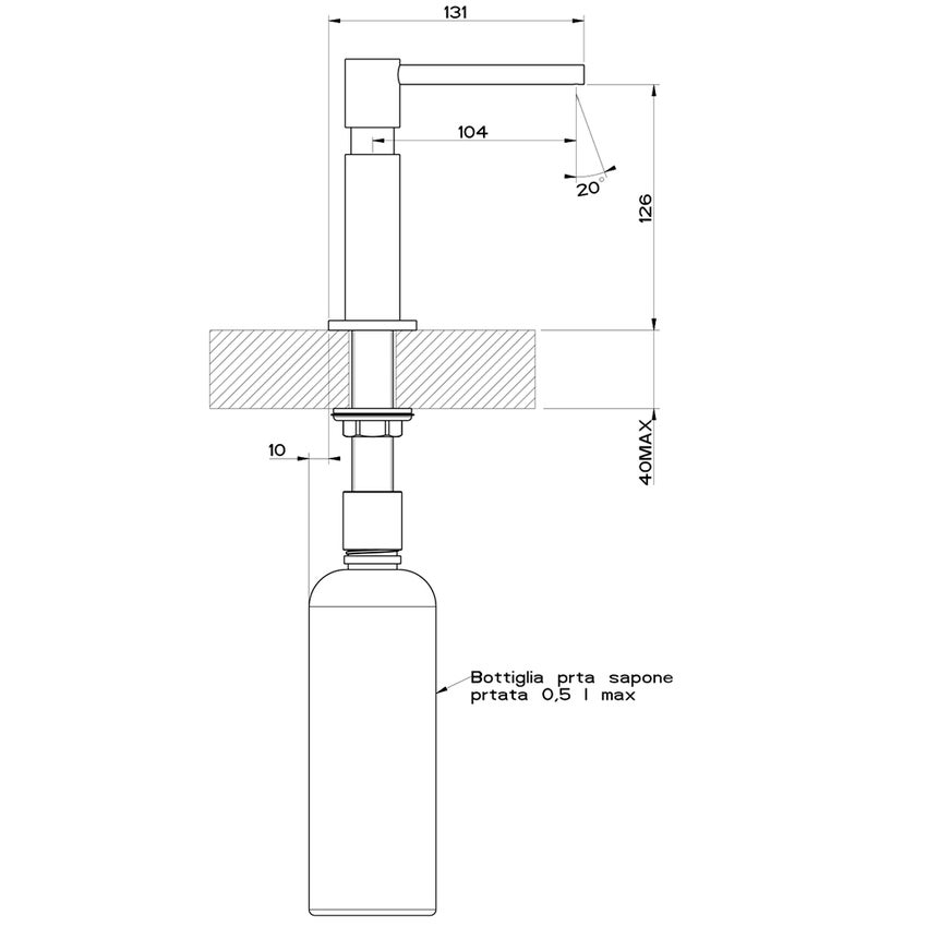 Immagine di Gessi Dispenser porta sapone da banco, con carica dall'alto, finitura warm bronze brushed PVD 29651#726
