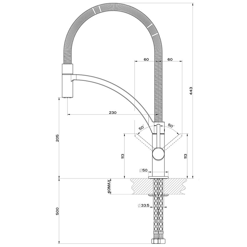 Gessi Helium Miscelatore Semi Pro Monocomando Con Canna Girevole E Doccetta