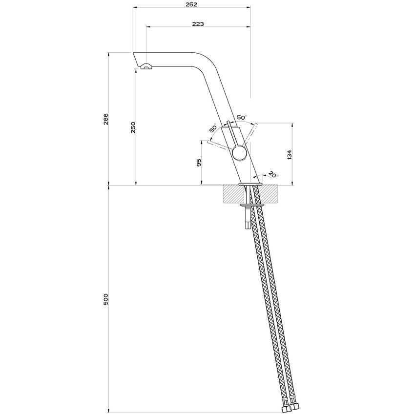 Immagine di Gessi INCLINE miscelatore monocomando con canna girevole, per lavello, finitura finox 50005#149