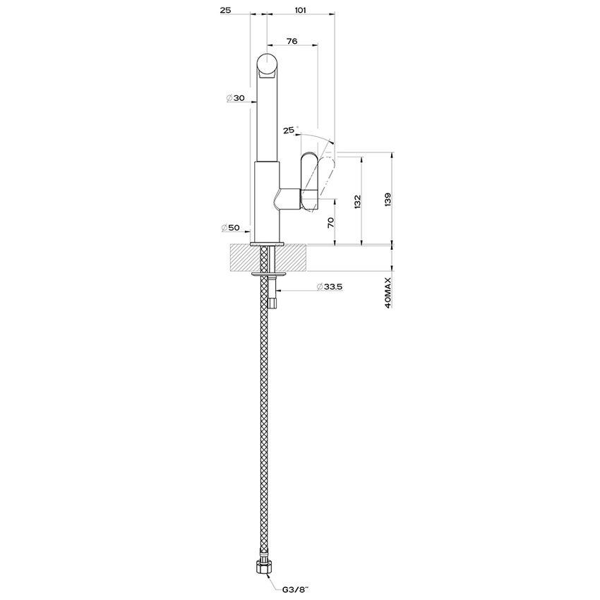 Immagine di Gessi INCLINE miscelatore monocomando con canna girevole, per lavello, finitura finox 50005#149