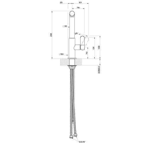 Immagine di Gessi INCLINE miscelatore monocomando, con canna girevole e doccetta estraibile, per lavello, finitura finox 50007#149