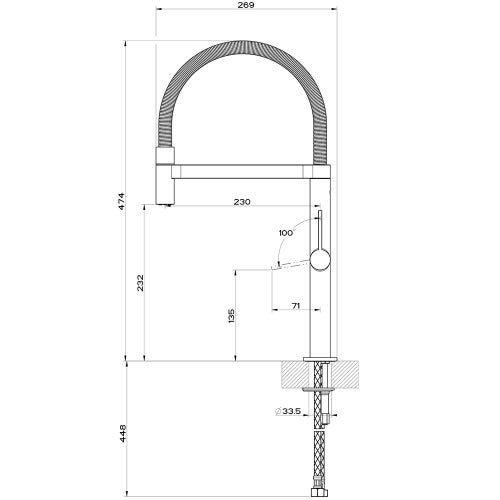 Immagine di Gessi HELIUM miscelatore semi pro monocomando, con canna girevole e doccetta estraibile, finitura cromo 50009#031