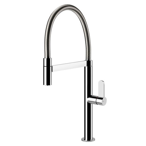 Immagine di Gessi HELIUM miscelatore semi pro monocomando, con canna girevole e doccetta estraibile, finitura cromo 50009#031
