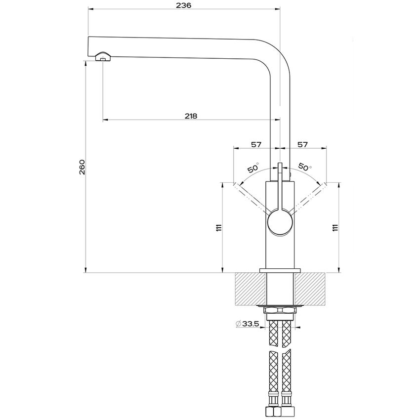 Immagine di Gessi HELIUM miscelatore monocomando con canna girevole, per lavello, finitura nero opaco / cromo 50105#399