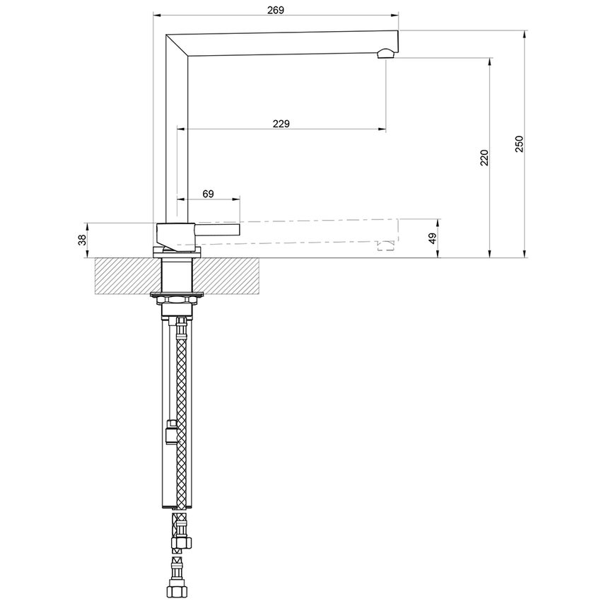 Immagine di Gessi SU&GIU' miscelatore con comando remoto e canna abbattibile, finitura finox 50107#149