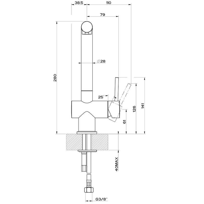 Immagine di Gessi OXYGENE miscelatore monocomando, con canna girevole e testina orientabile 120°, per lavello, finitura finox 50201#149