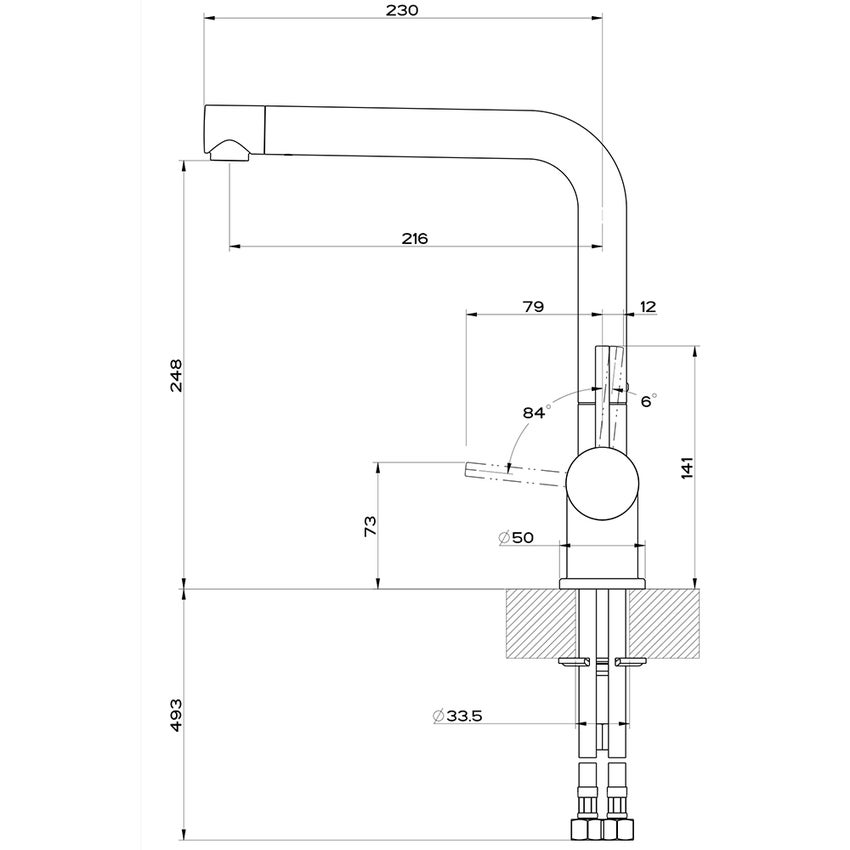 Immagine di Gessi OXYGENE miscelatore monocomando, con canna girevole e testina orientabile 120°, per lavello, finitura finox 50201#149