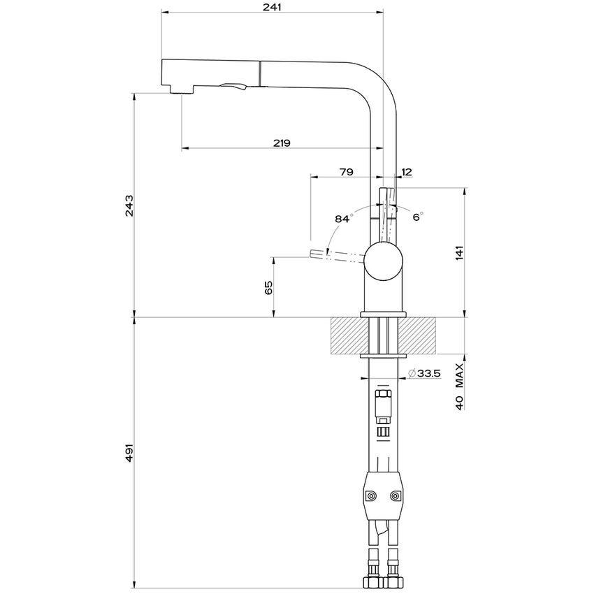 Immagine di Gessi OXYGENE miscelatore monocomando, con canna girevole e doccetta estraibile doppio getto, finitura finox 50203#149