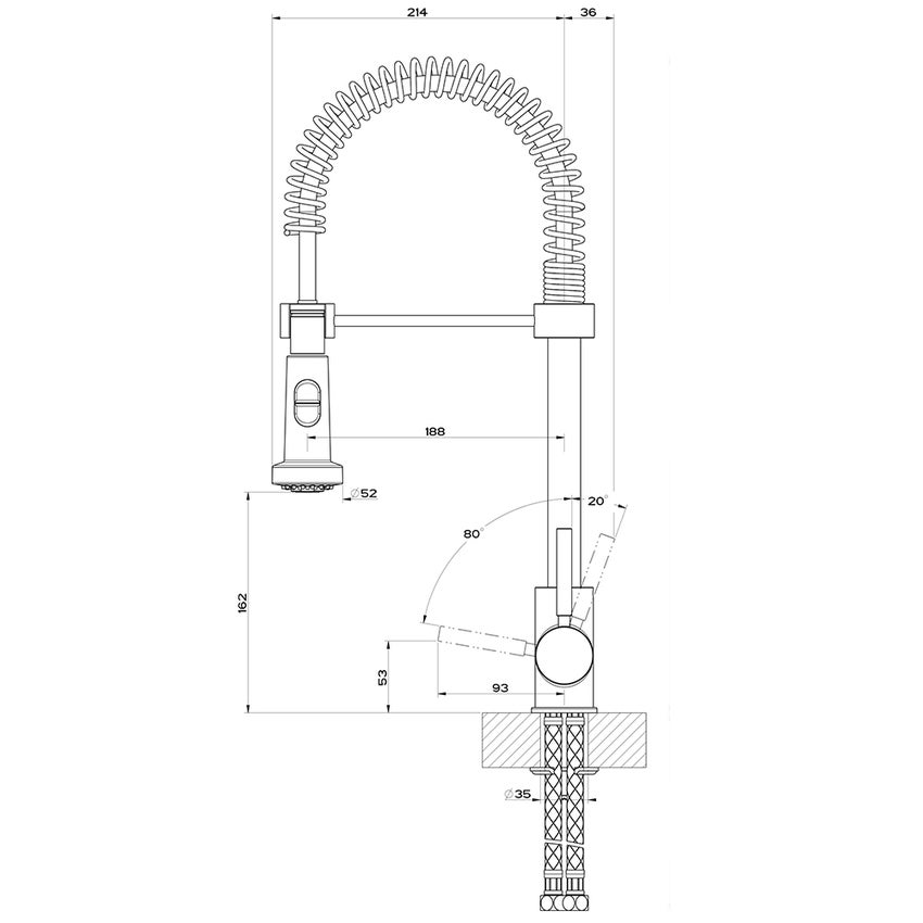 Gessi Neutron Miscelatore Semi Pro Monocomando Con Canna