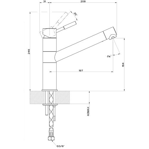 Immagine di Gessi OXYGENE miscelatore monocomando con canna girevole, per lavello, finitura cromo 50301#031