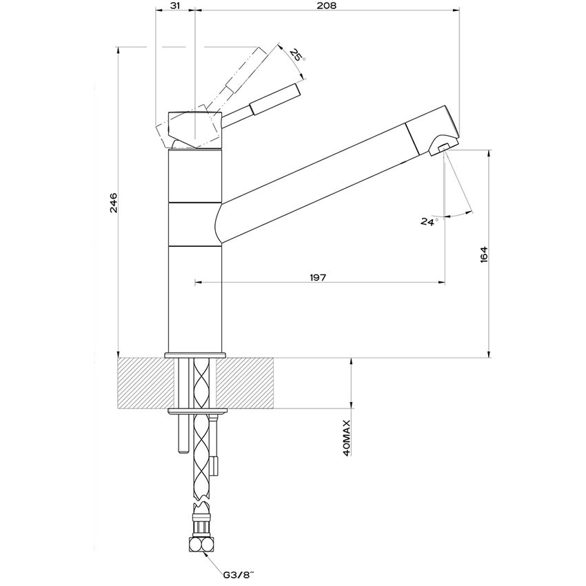 Immagine di Gessi OXYGENE miscelatore monocomando con canna girevole, per lavello, finitura cromo 50301#031