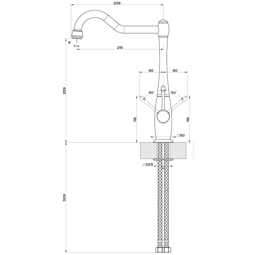 Immagine di Gessi TRADIZIONE miscelatore monocomando con canna girevole, per lavello, finitura cromo 50313#031