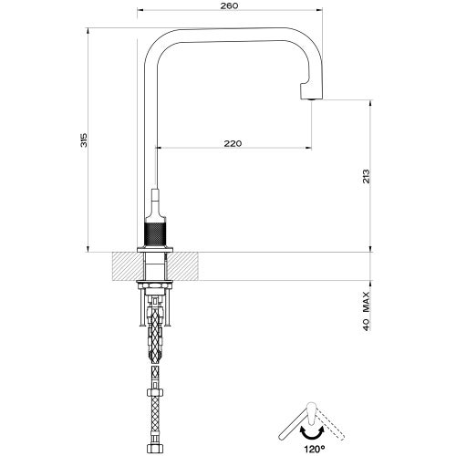 Immagine di Gessi INCISO rubinetto a 3 fori, con canna girevole, finitura copper PVD 58701#030