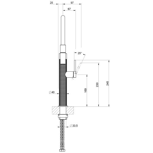 Immagine di Gessi 316 MECCANICA miscelatore semi pro monocomando, con canna girevole e doccetta estraibile mono getto, finitura warm bronze brushed PVD 60012#726