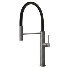 Immagine di Gessi 316 MECCANICA miscelatore semi pro monocomando, con canna girevole e doccetta estraibile mono getto, finitura steel brushed 60012#239