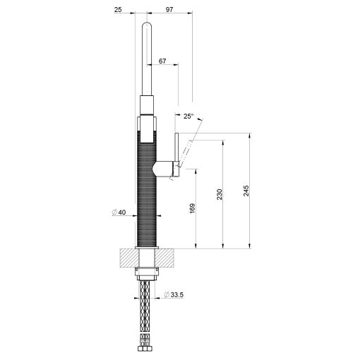 Immagine di Gessi 316 CESELLO miscelatore semi pro monocomando, con canna girevole e doccetta estraibile mono getto, finitura copper brushed PVD 60014#708