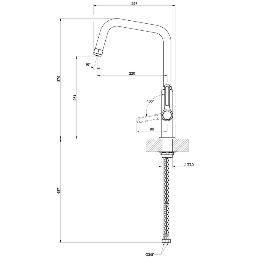Immagine di Gessi OFFICINE miscelatore monocomando con canna girevole, finitura finox 60051#149