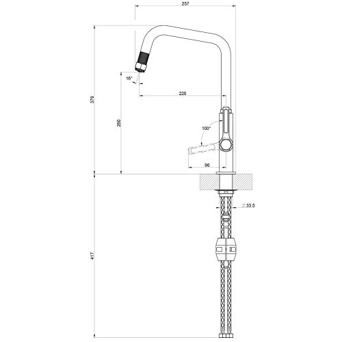 Immagine di Gessi OFFICINE miscelatore monocomando, con canna girevole e doccetta estraibile, finitura finox 60053#149