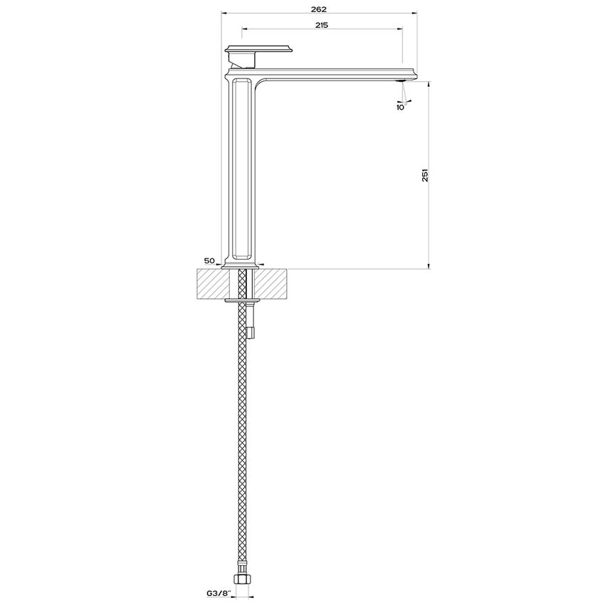 Immagine di Gessi ELEGANZA miscelatore lavabo H.30 cm, senza scarico, con flessibili di collegamento, finitura gold brushed CCP 46004#087