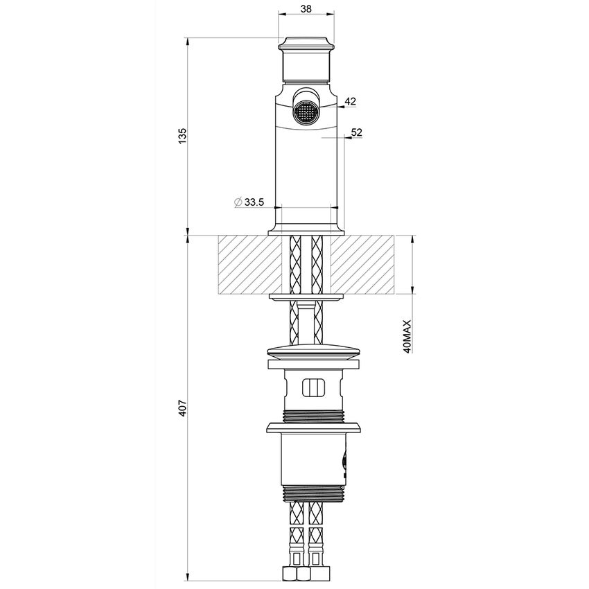Immagine di Gessi ELEGANZA miscelatore bidet, con scarico e flessibili di collegamento, finitura black metal PVD 46007#706