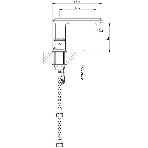 Immagine di Gessi ELEGANZA gruppo lavabo 3 fori, senza scarico, con flessibili di collegamento, finitura copper PVD 46011#030