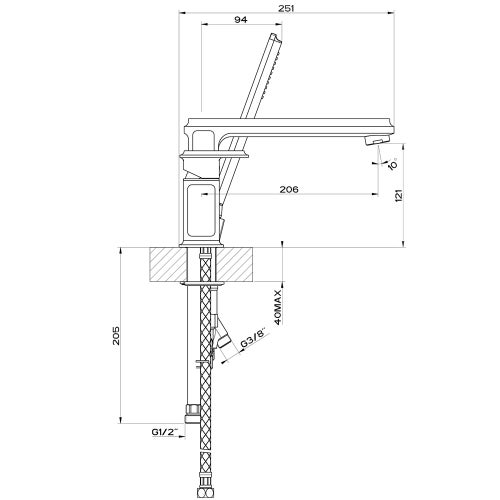 Immagine di Gessi ELEGANZA gruppo bordo vasca 4 fori, con bocca di erogazione, deviatore, flessibile 150 cm e doccetta anticalcare, finitura copper PVD 46037#030