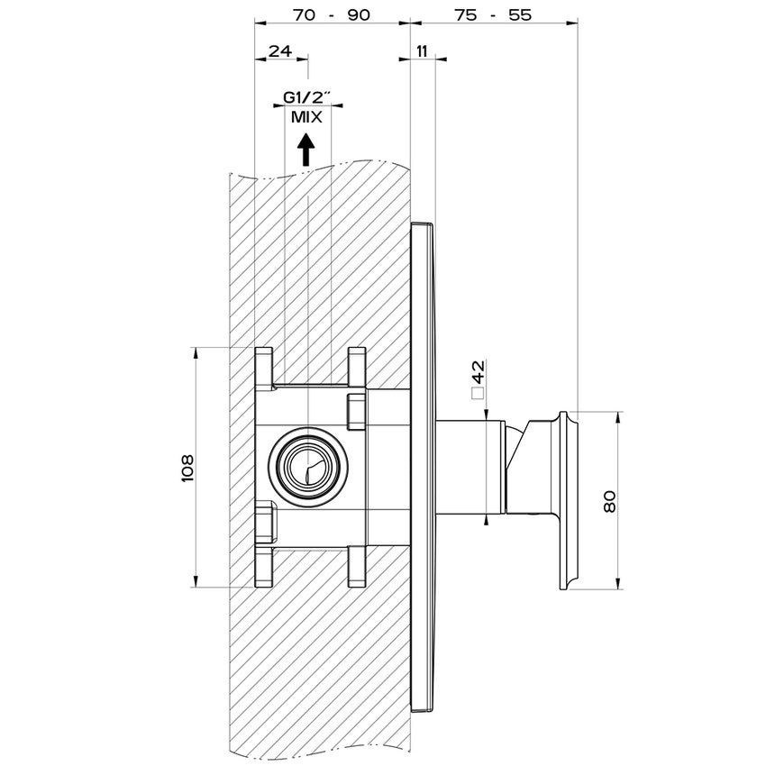 Immagine di Gessi ELEGANZA miscelatore doccia, a parete, 1 uscita, senza corpo incasso, finitura gold brushed CCP 46061#087