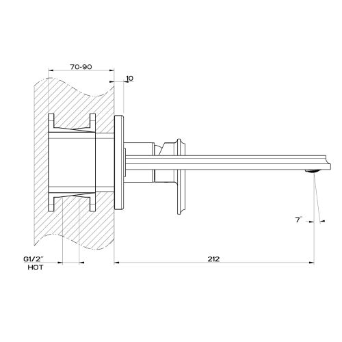 Immagine di Gessi ELEGANZA miscelatore a parete, bocca P.21 cm, senza scarico, finitura antique brass 46088#713