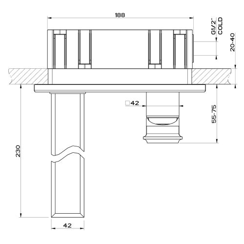 Immagine di Gessi ELEGANZA miscelatore a parete, bocca P.21 cm, senza scarico, finitura antique brass 46088#713