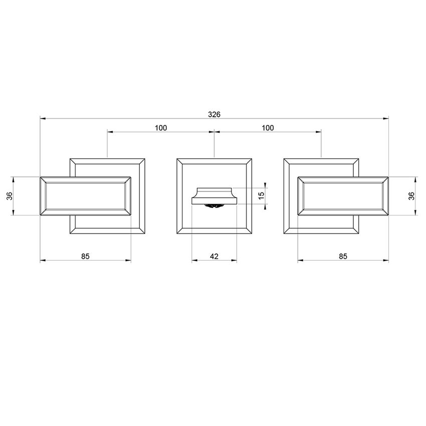 Immagine di Gessi ELEGANZA gruppo lavabo, a parete, 3 fori, bocca P.23 cm, senza scarico, finitura black metal PVD 46090#706