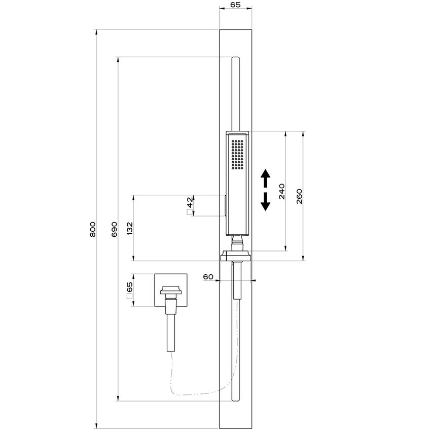 Immagine di Gessi ELEGANZA asta saliscendi con presa acqua, doccetta anticalcare e flessibile 150 cm, finitura copper PVD 46144#030