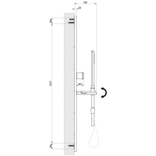 Immagine di Gessi ELEGANZA asta saliscendi con doccetta anticalcare e flessibile 150 cm, finitura finox 46145#149