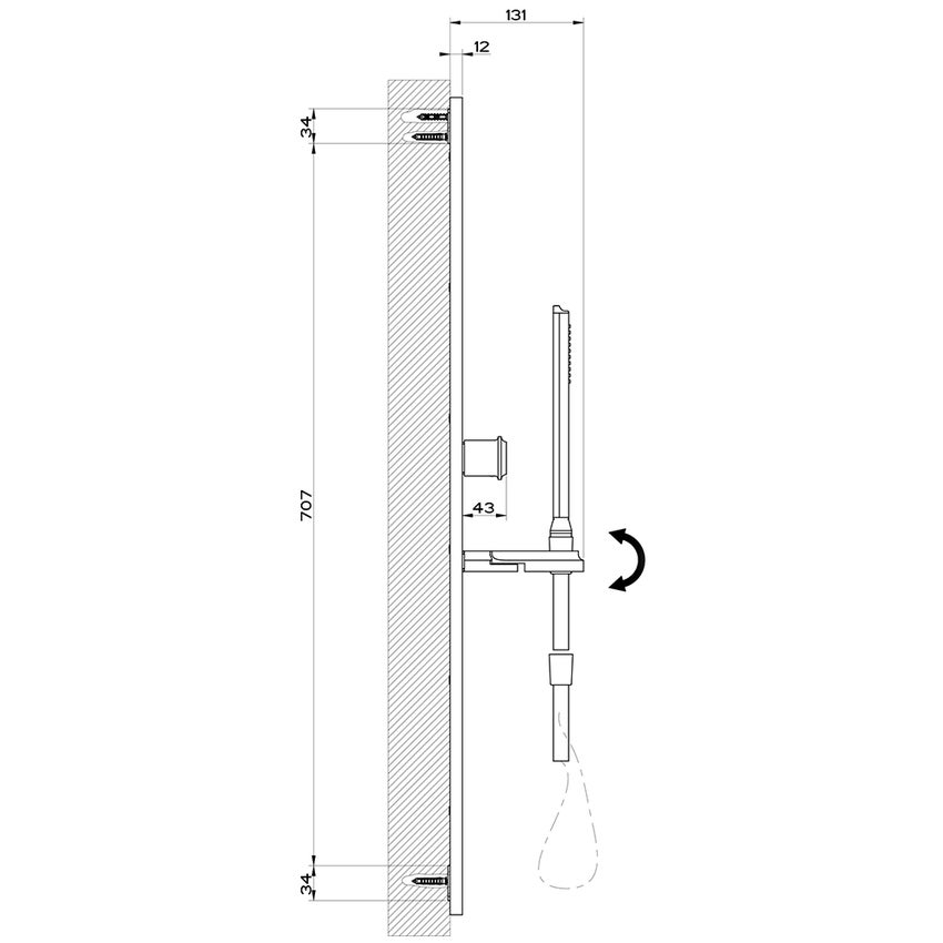 Immagine di Gessi ELEGANZA asta saliscendi con doccetta anticalcare e flessibile 150 cm, finitura cromo 46145#031