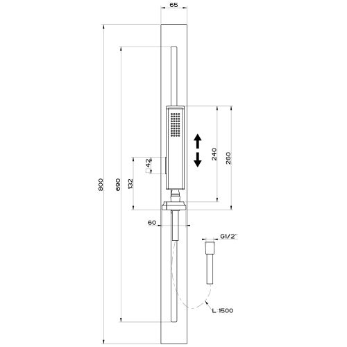 Immagine di Gessi ELEGANZA asta saliscendi con doccetta anticalcare e flessibile 150 cm, finitura finox 46145#149
