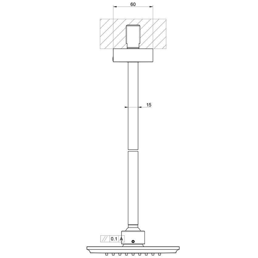 Gessi 31255#149 MIMI soffione doccia con braccio da soffitto altezza 270 mm  snodato con attacco da 1/2 e anticalcare finitura finox