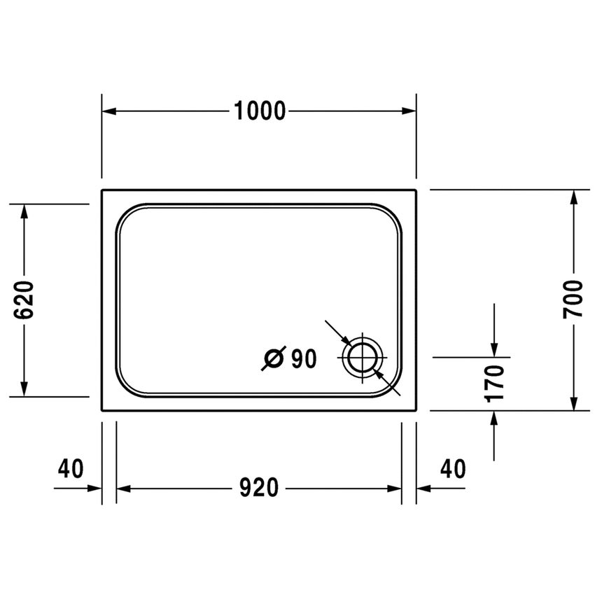 Immagine di Duravit D-CODE piatto doccia di forma rettangolare, L.100 P.70 cm, antislip, colore bianco 720093000000001
