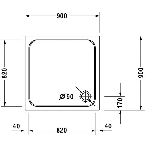 Immagine di Duravit D-CODE piatto doccia quadrato 90 cm, colore bianco 720102000000000